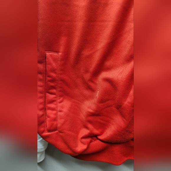 Mens vintage Large Adidas zipper sweater polyester long sleeve classic red white - Picture 3 of 9
